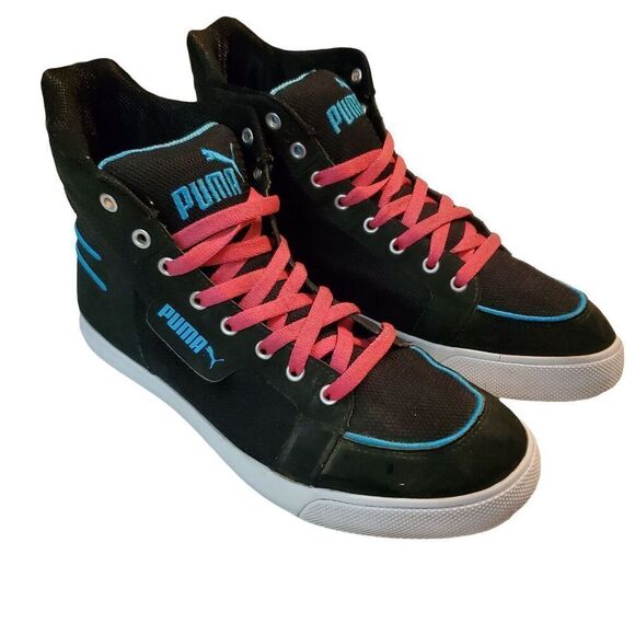 Puma Hooper High Tops Sneakers. Black/Teal/Pink. Size 11 - Picture 5 of 12